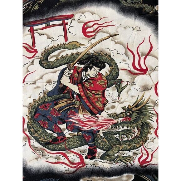 VINTAGE Red Dragon By Kennington Hawaiian Shirt Men XL  All Over Dragon Print - Picture 2 of 6